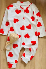 Wholesale Newborn Girl Heart Print 100% Cotton Romper - Snap Closure - 1 - 6 Months - TryAladdin