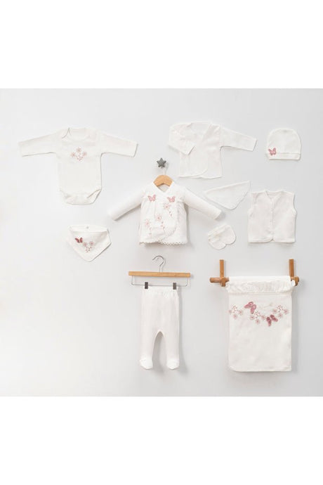 Wholesale Premium 10 - Piece Newborn Clothing Set - 100% Cotton Embroidered Butterfly Collection - TryAladdin