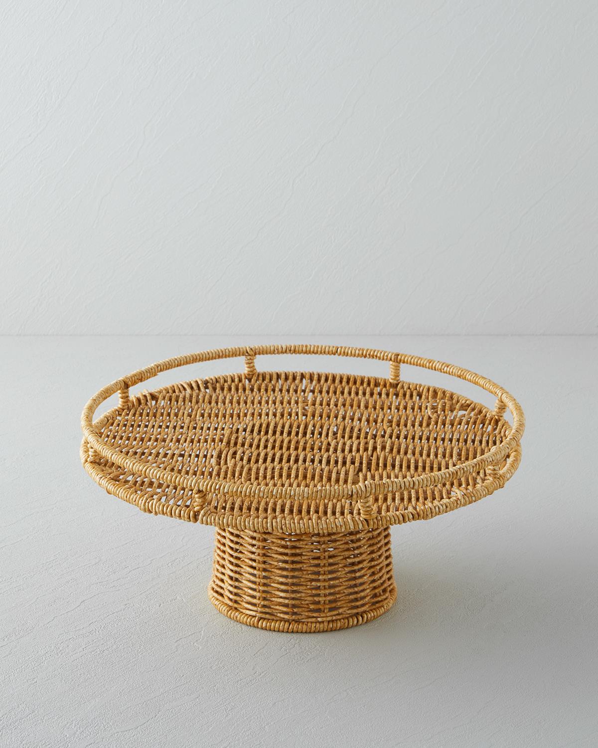 Professional Wicker Plastic Rattan Cake Display Stand Light Brown