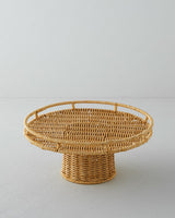 Professional Wicker Plastic Rattan Cake Display Stand Light Brown