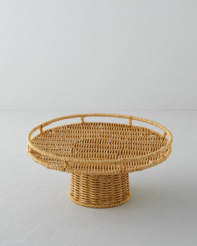 Professional Wicker Plastic Rattan Cake Display Stand Light Brown