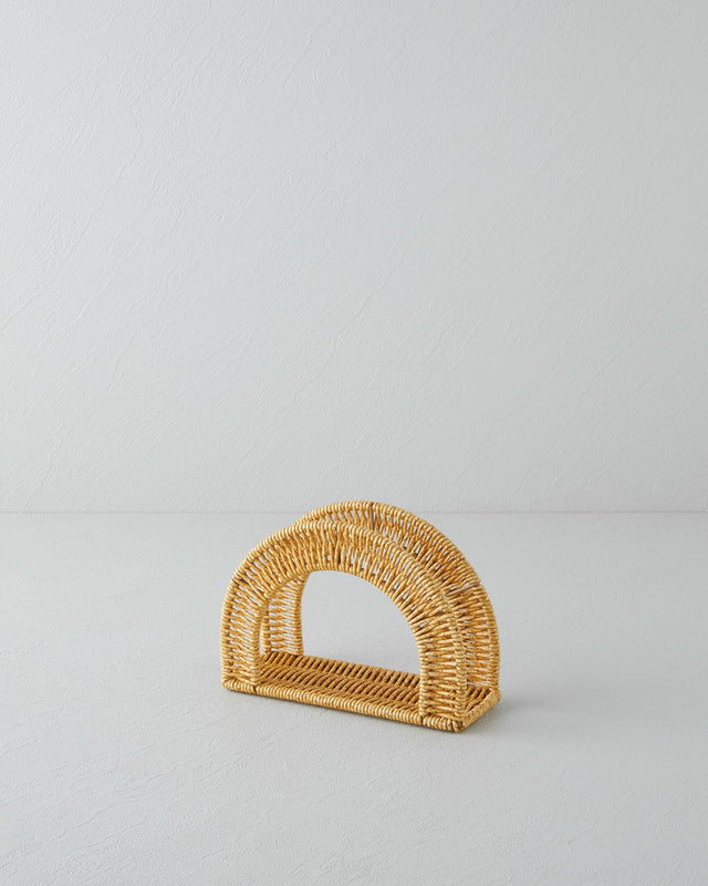 Durable Plastic Rattan Wicker Napkin Holder Light Brown