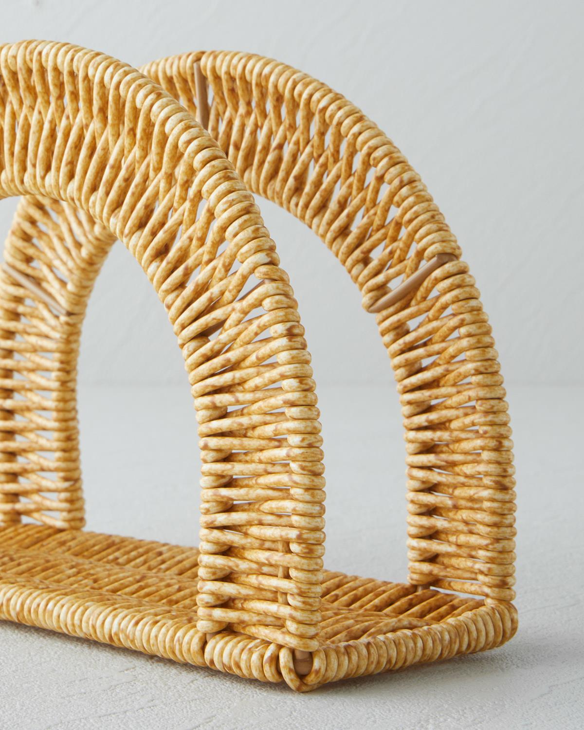 Porte-serviettes de table en rotin synthétique tressé, marron clair, résistant