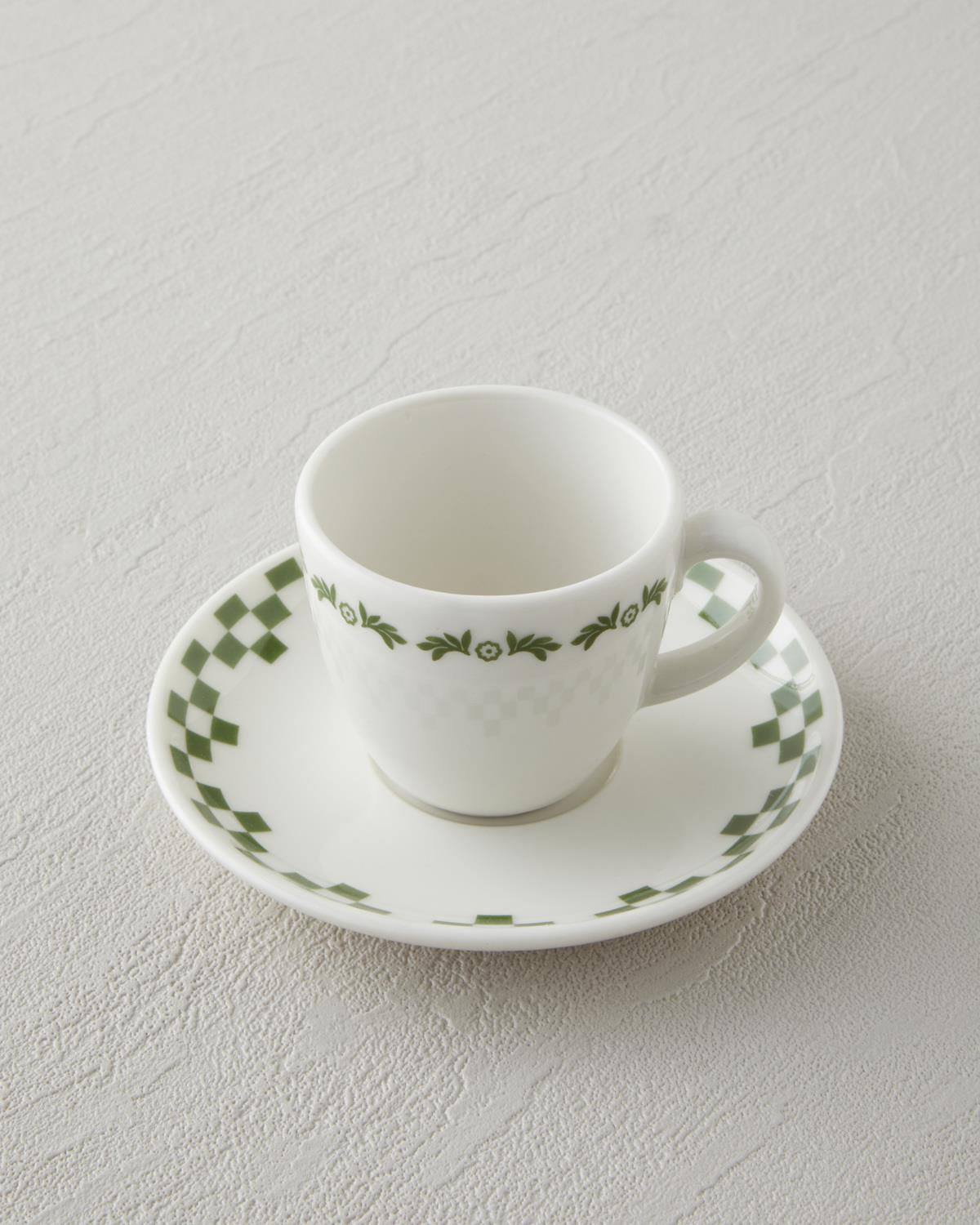 Professional Bone Porcelain Coffee Cup Set   Wild Blossom Green Floral Design
