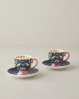 Premium New Bone China   Navy Blue Coffee Cup Set   4 Piece