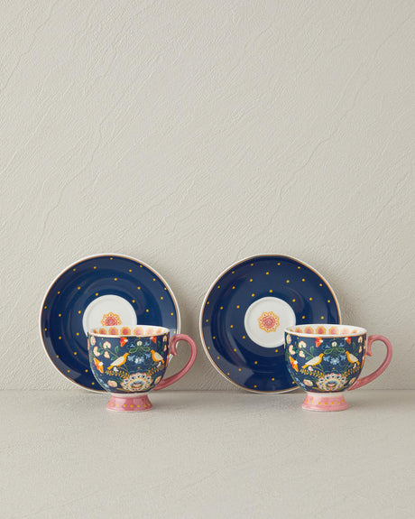 Premium New Bone China   Navy Blue Coffee Cup Set   4 Piece