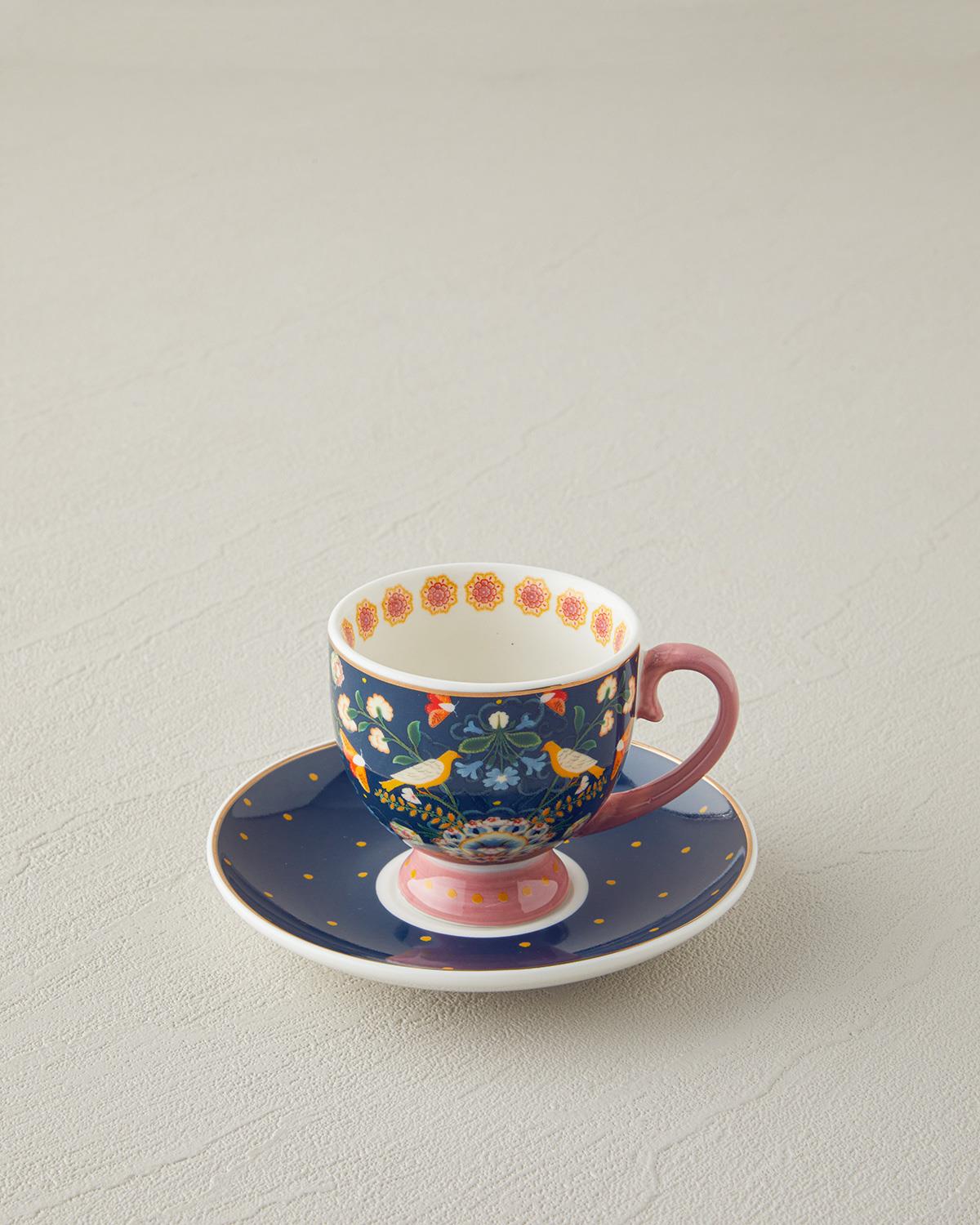 Premium New Bone China   Navy Blue Coffee Cup Set   4 Piece