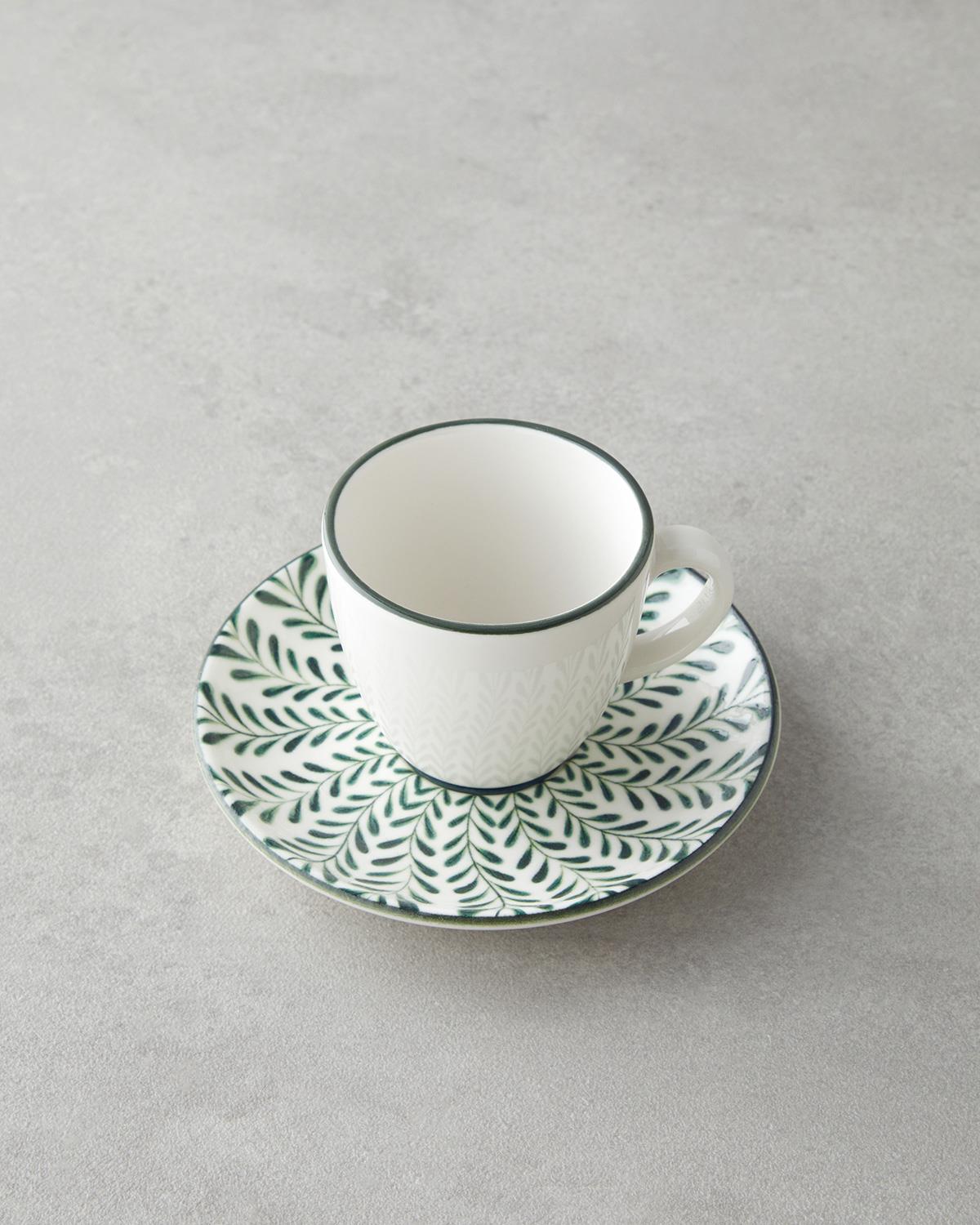 Premium Winsome Bone Porcelain Coffee Cup Set   90ml Green 4 Piece