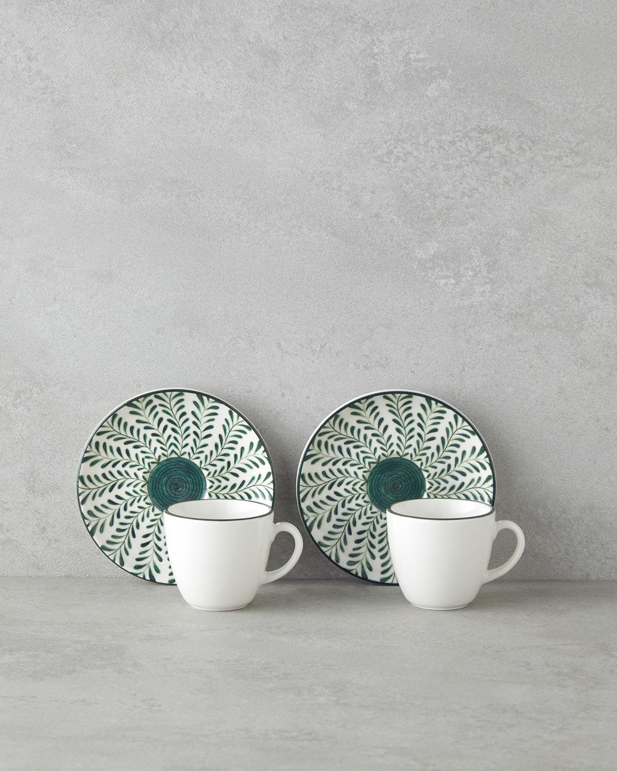 Premium Winsome Bone Porcelain Coffee Cup Set   90ml Green 4 Piece