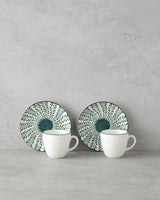 Premium Winsome Bone Porcelain Coffee Cup Set   90ml Green 4 Piece