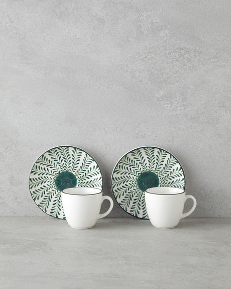 Premium Winsome Bone Porcelain Coffee Cup Set   90ml Green 4 Piece