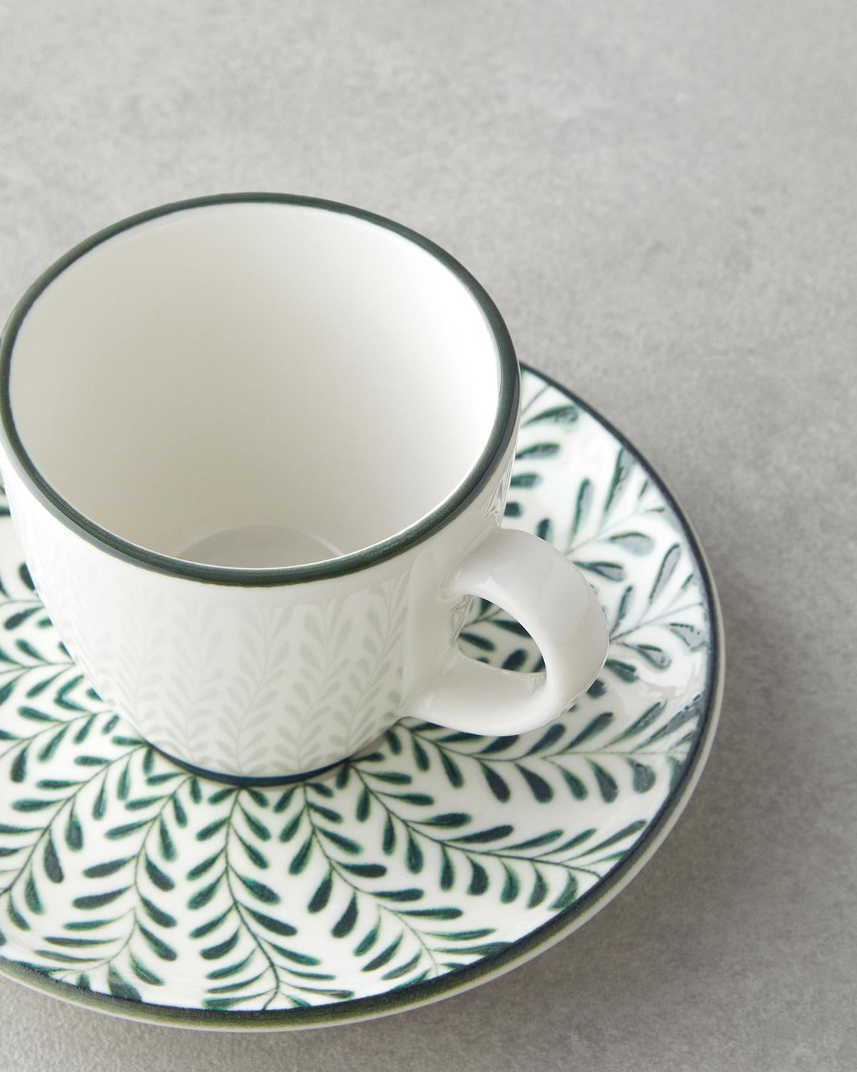 Premium Winsome Bone Porcelain Coffee Cup Set   90ml Green 4 Piece