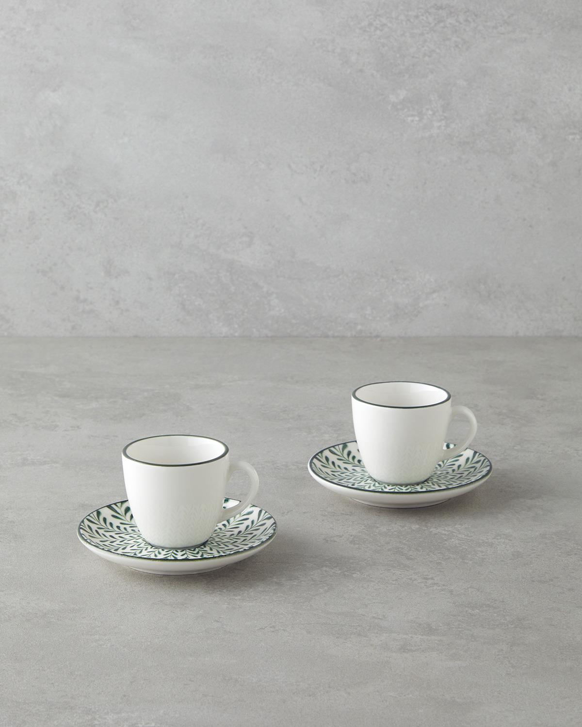 Premium Winsome Bone Porcelain Coffee Cup Set   90ml Green 4 Piece