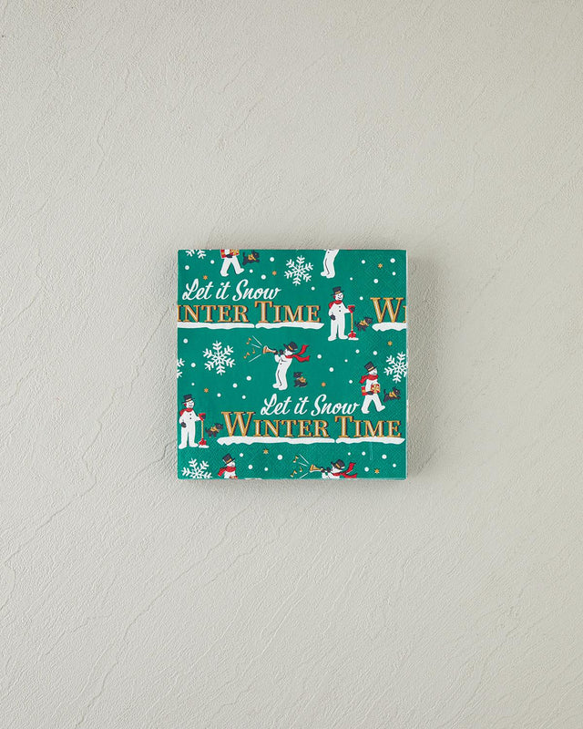 Premium Winter Theme Green Disposable Paper Napkins - 33x33cm