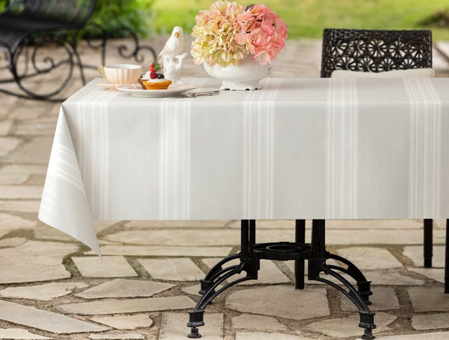 Wipeable PVC Tablecloth - Grey & White Patterned Dining Cover - TryAladdin