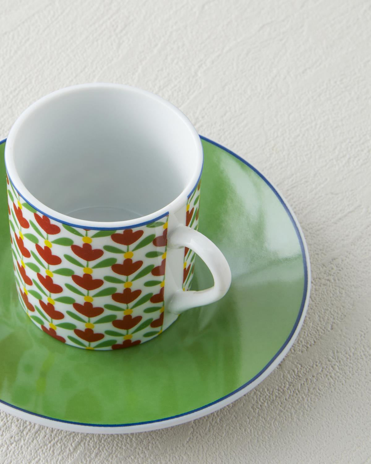 Professional Turkish Porcelain Coffee Cup Set Green Red 80ml