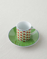 Professional Turkish Porcelain Coffee Cup Set Green Red 80ml