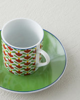 Professional Turkish Porcelain Coffee Cup Set Green Red 80ml