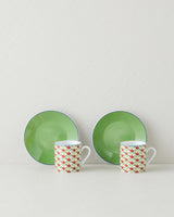 Professional Turkish Porcelain Coffee Cup Set Green Red 80ml
