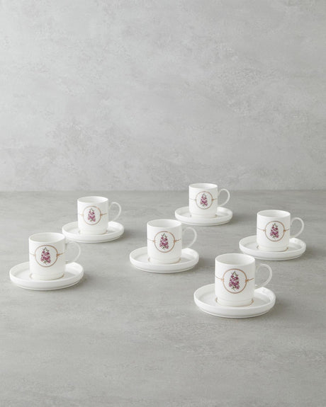 Professional Grade New Bone China Wisteria Coffee Cup Set   12 Piece