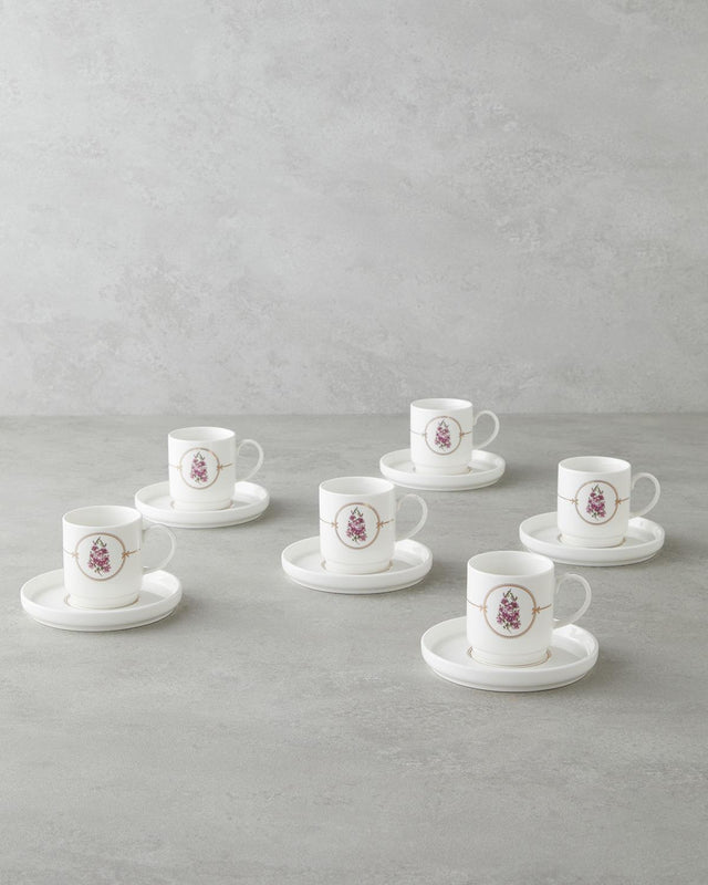 Professional Grade New Bone China Wisteria Coffee Cup Set   12 Piece