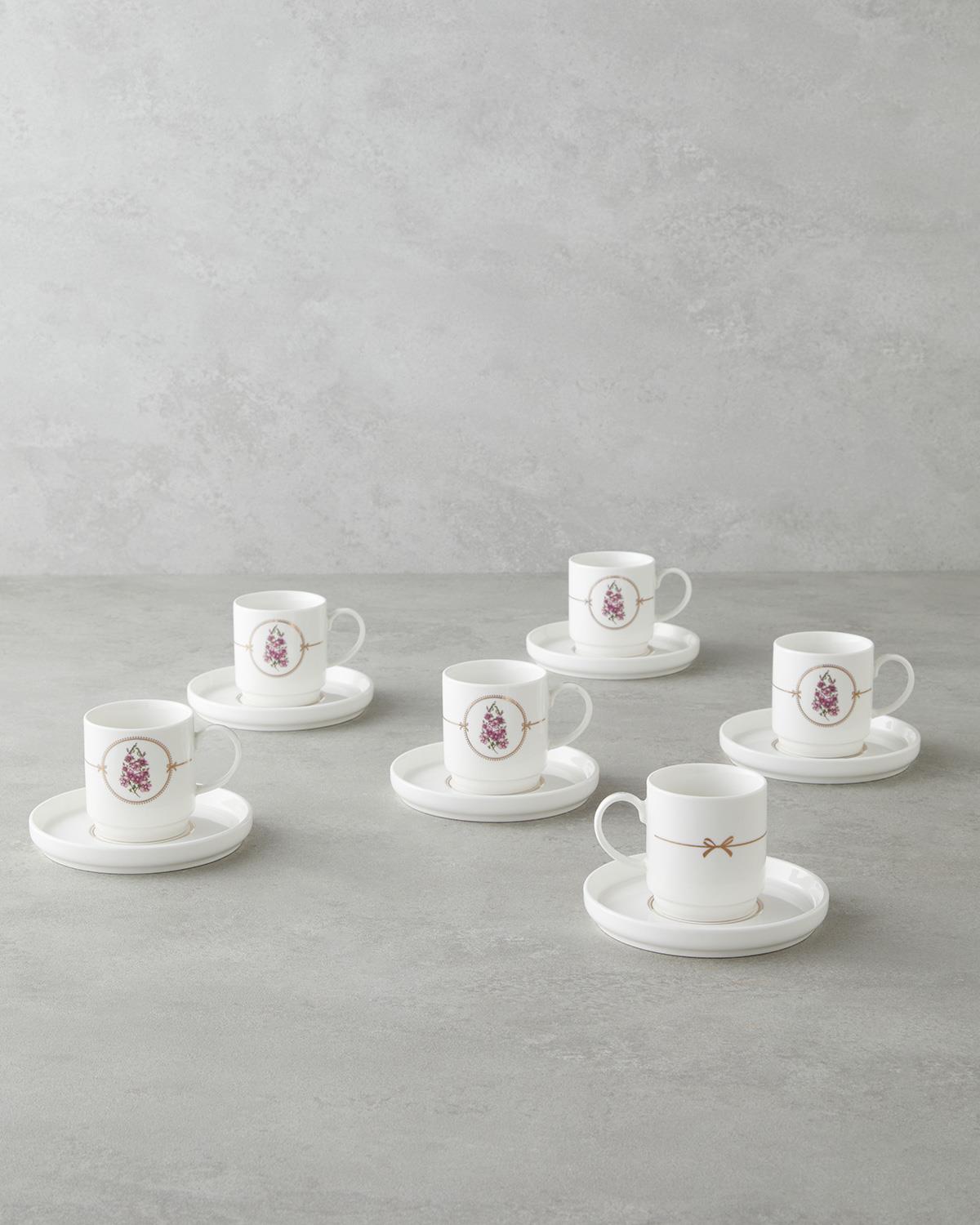 Professional Grade New Bone China Wisteria Coffee Cup Set   12 Piece