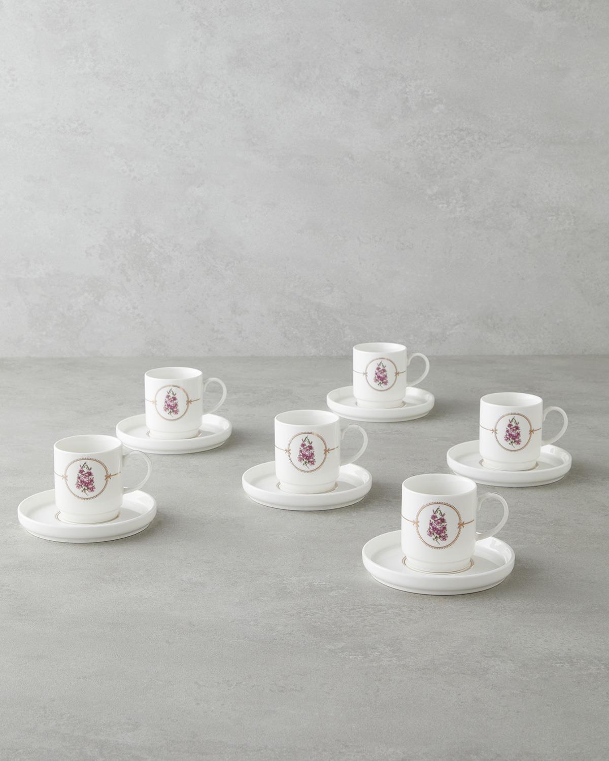 Professional Grade New Bone China Wisteria Coffee Cup Set   12 Piece