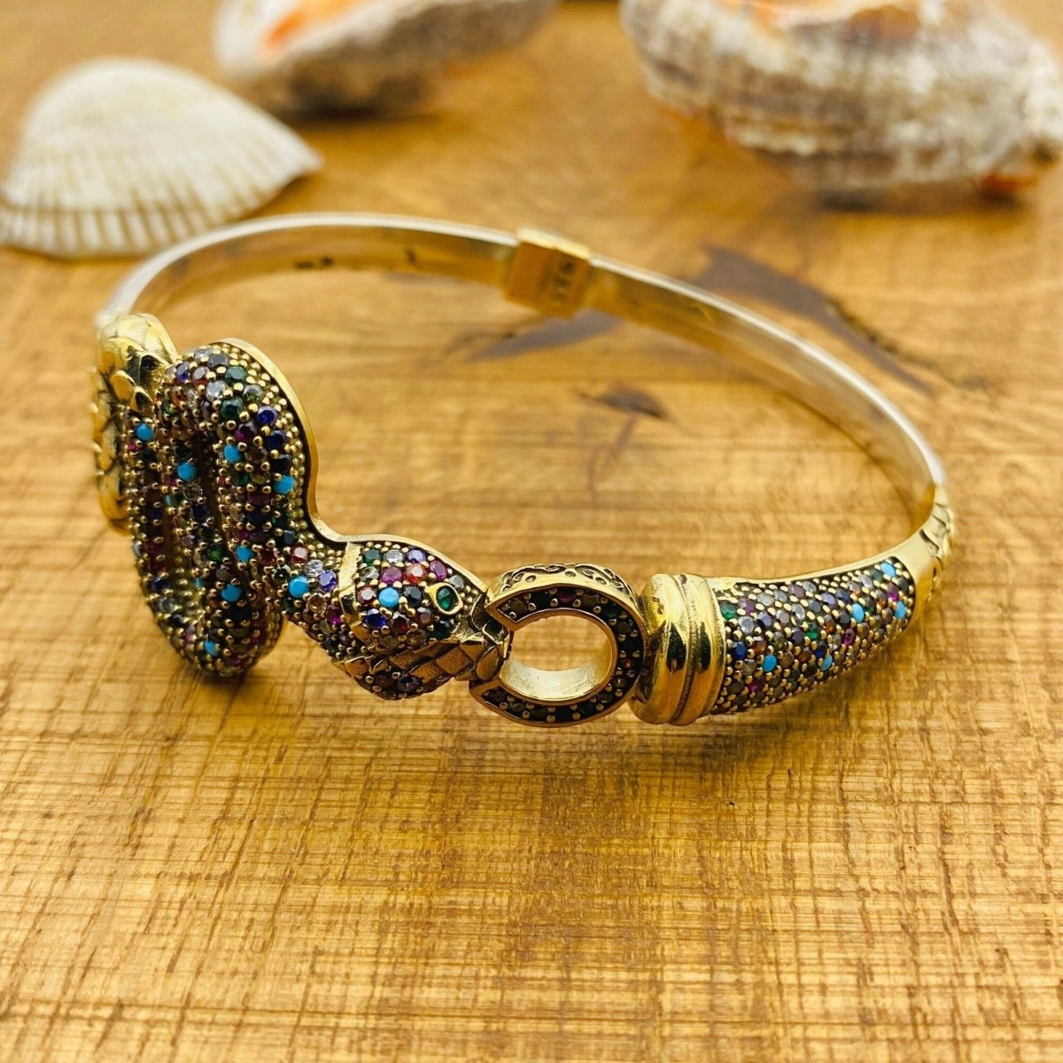 Women's Adjustable Animal Snake Multi - Stone Bracelet