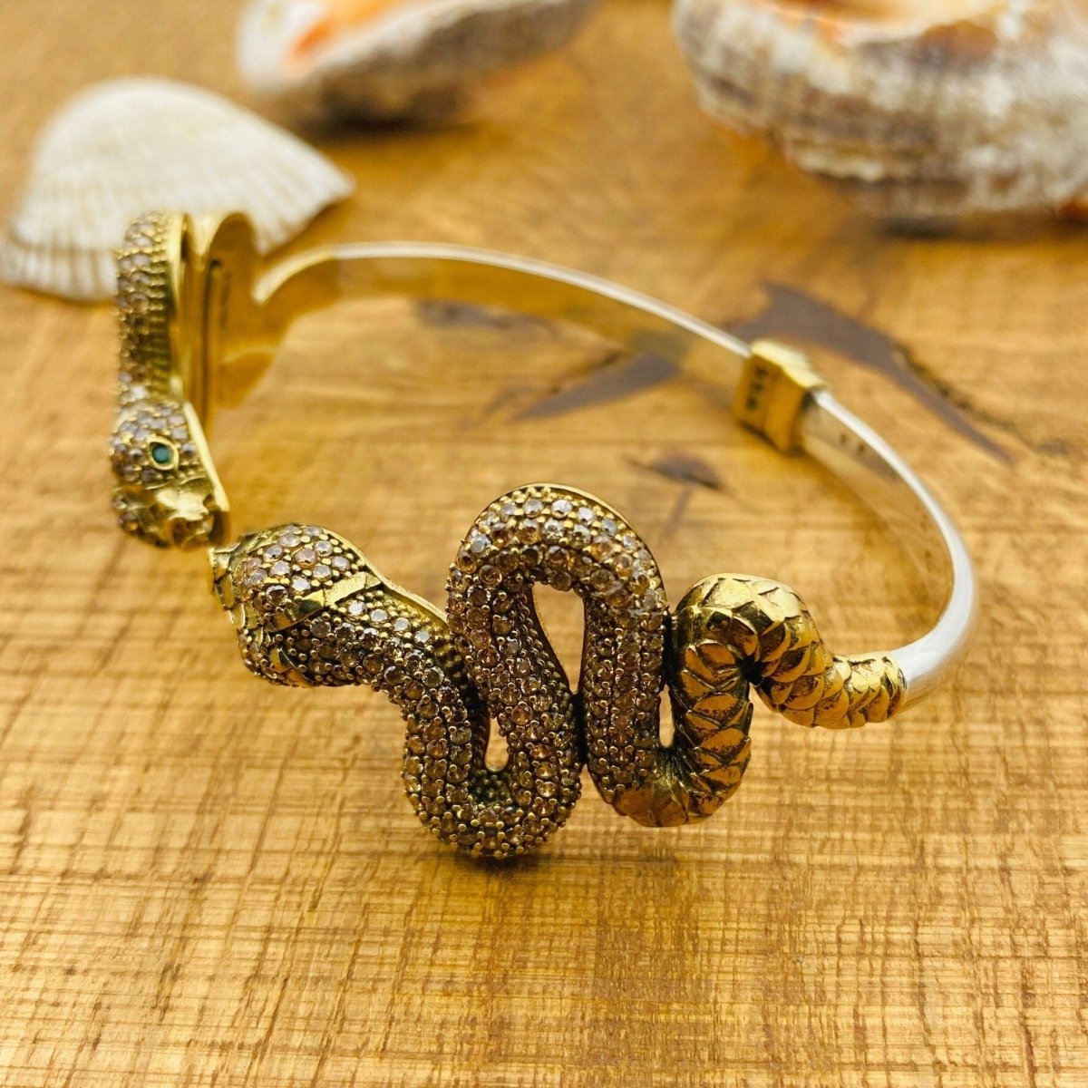 Women's Adjustable Citrine Yellow Snake Bracelet