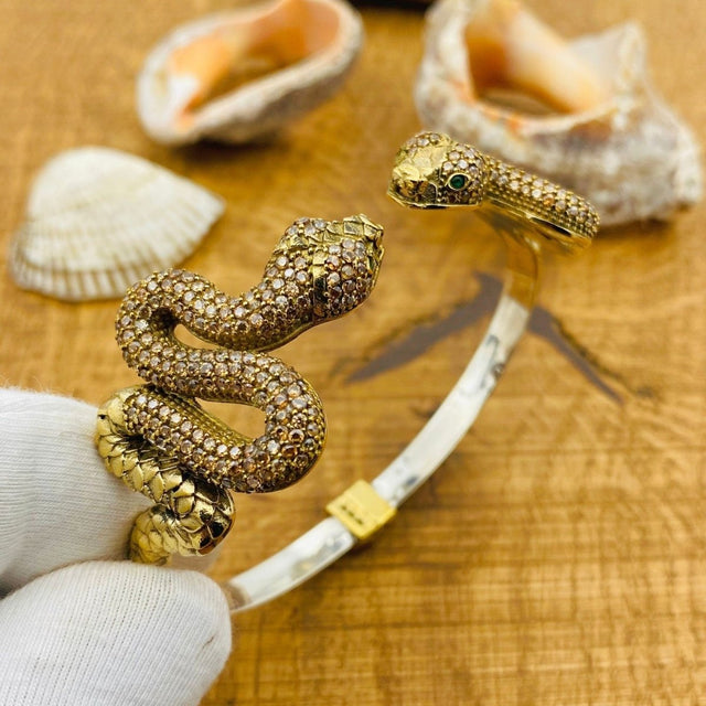 Women's Adjustable Citrine Yellow Snake Bracelet