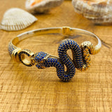 Women's Adjustable Snake Figure Blue Sapphire Bracelet