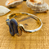 Women's Adjustable Snake Figure Blue Sapphire Bracelet