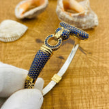 Women's Adjustable Snake Figure Blue Sapphire Bracelet