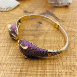 Women's Adjustable Tiger Heads Amethyst Bracelet