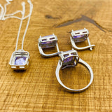 Women's Amethyst Silver Jewelry Set