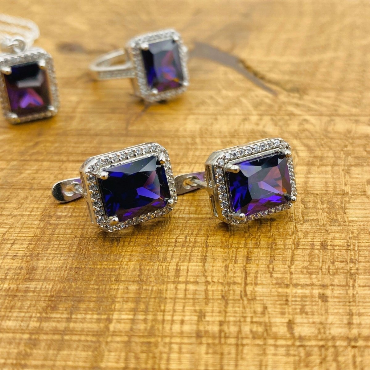 Women's Amethyst Stone Jewelry Set