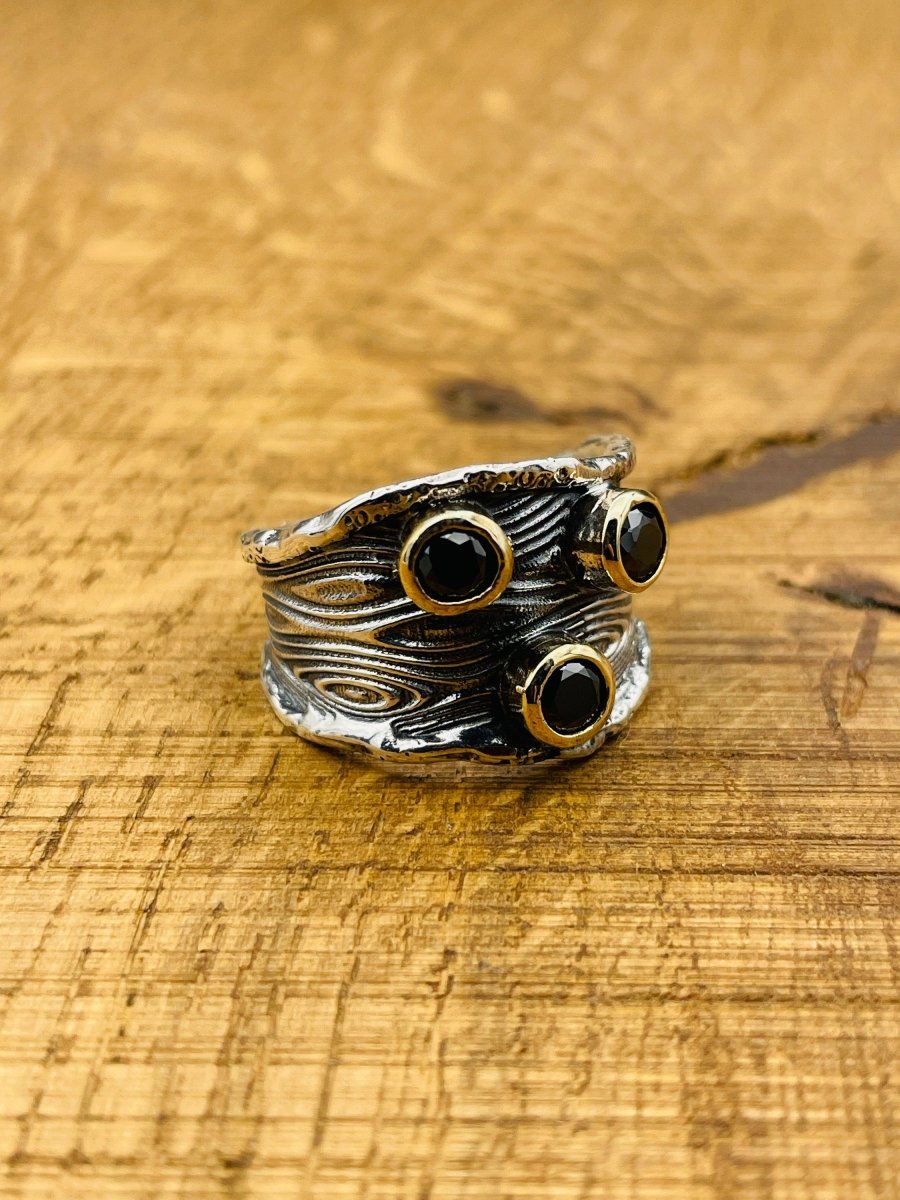 Women's Black Onyx Three Stone Ring