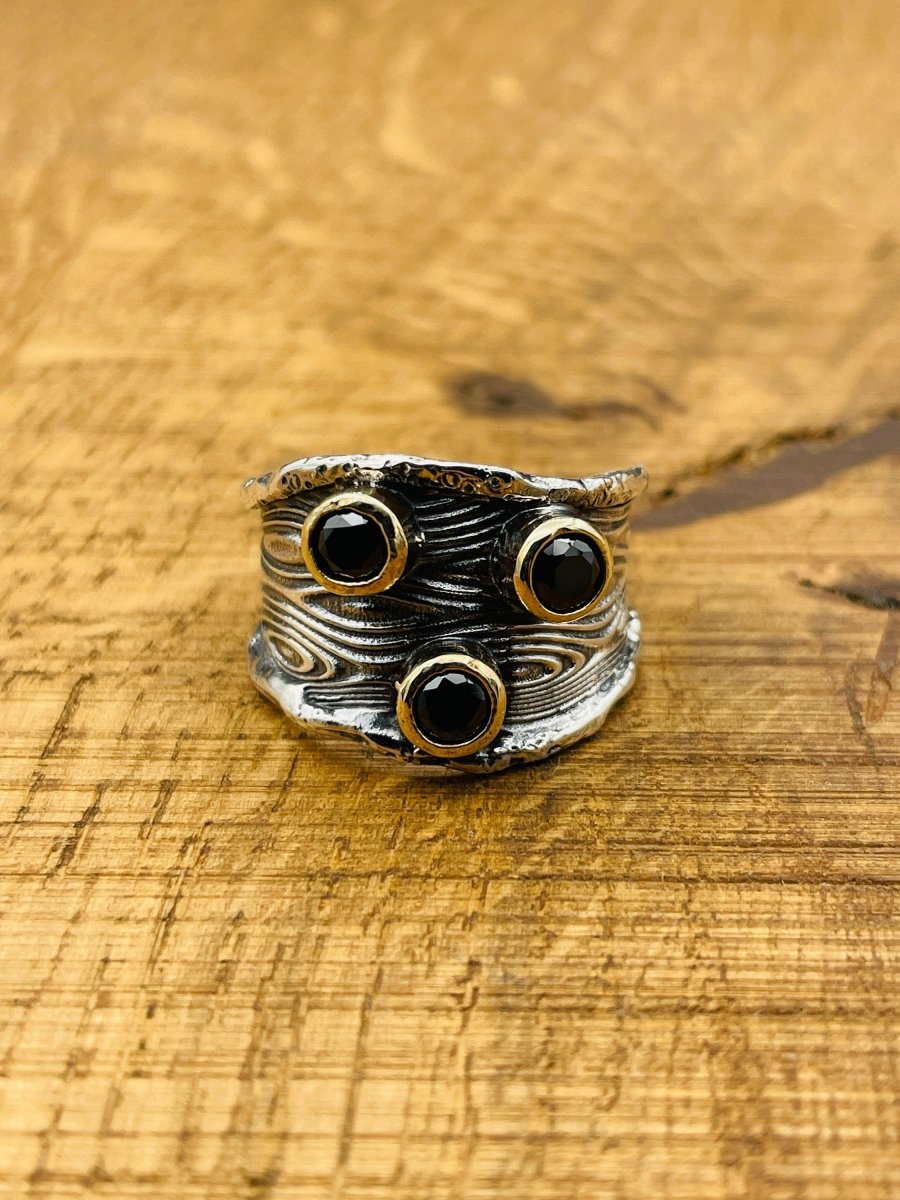 Women's Black Onyx Three Stone Ring