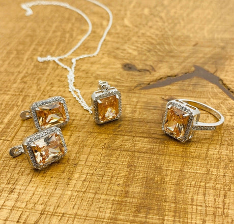 Women's Citrine Stone Jewelry Set