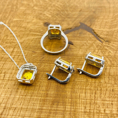 Women's Citrine Stone Jewelry Set