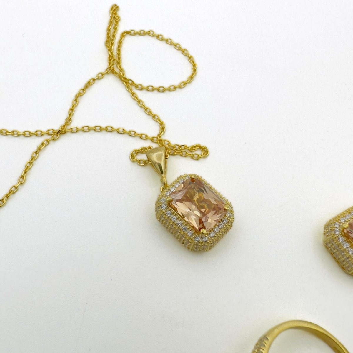 Women's Citrine Stone Silver Jewelry Set