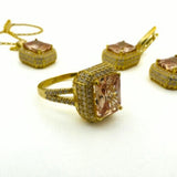 Women's Citrine Stone Silver Jewelry Set