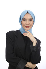 Women's Cotton Crinkle Jazz Shawl - Baby Blue & Soft - TryAladdin