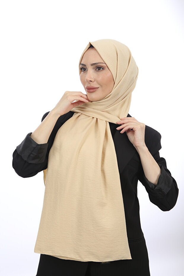 Women's Cotton Crinkle Jazz Shawl - Dark Beige - TryAladdin