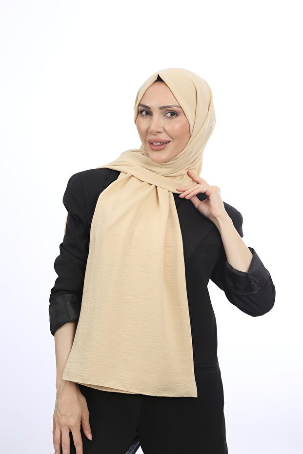 Women's Cotton Crinkle Jazz Shawl - Dark Beige - TryAladdin