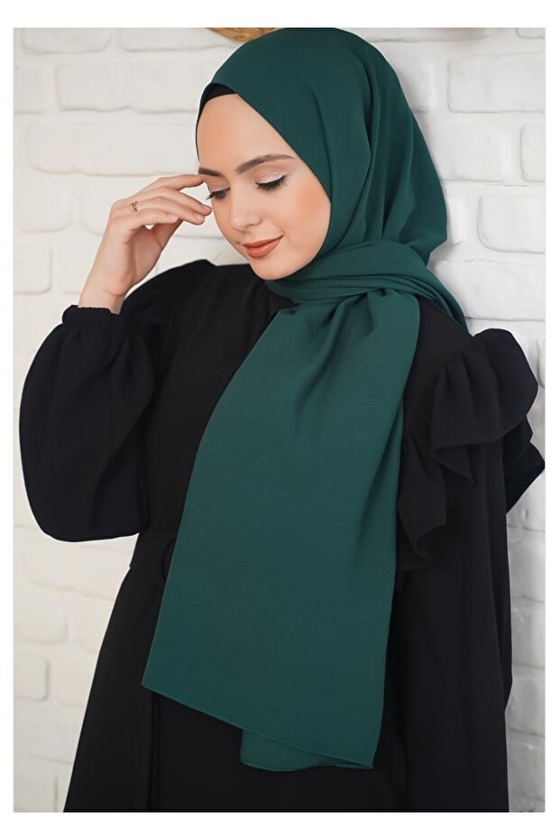 Women's Cotton Crinkle Jazz Shawl - Emerald Green - TryAladdin