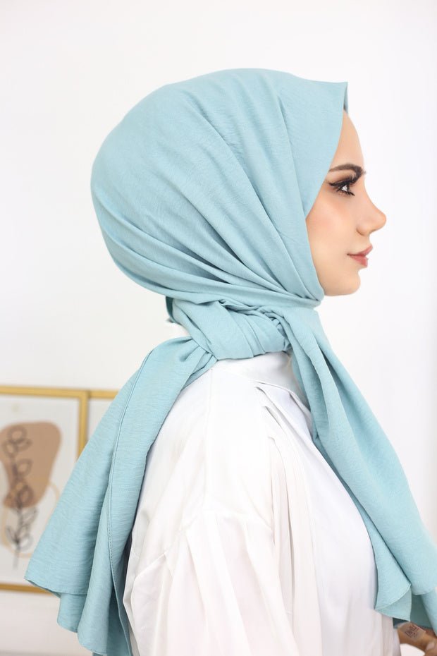 Women's Cotton Jazz Shawl - Aqua Green - TryAladdin