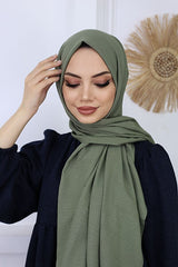 Women's Cotton Jazz Shawl - Haki Green, Soft & Comfortable - TryAladdin