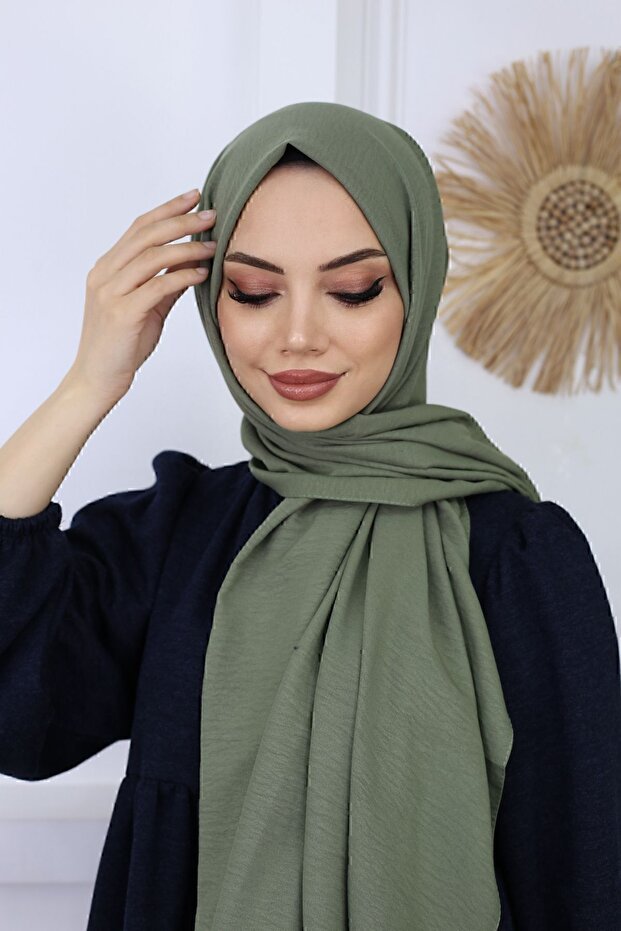 Women's Cotton Jazz Shawl - Haki Green, Soft & Comfortable - TryAladdin