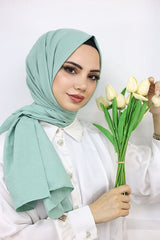 Women's Cotton Jazz Shawl - Mint Green - TryAladdin